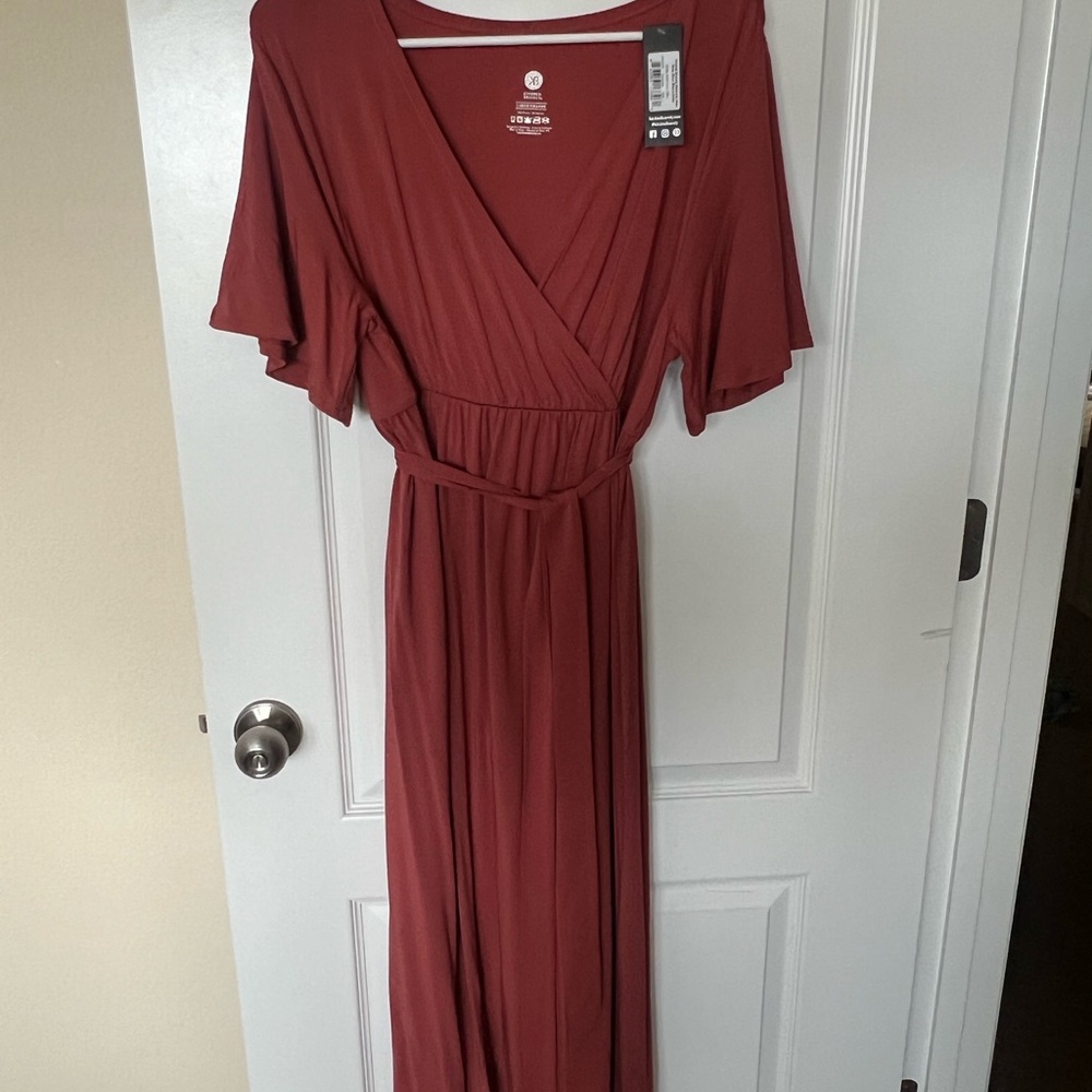 Kindred Bravely Terracotta Maxi Dress with Flutter Sleeves
